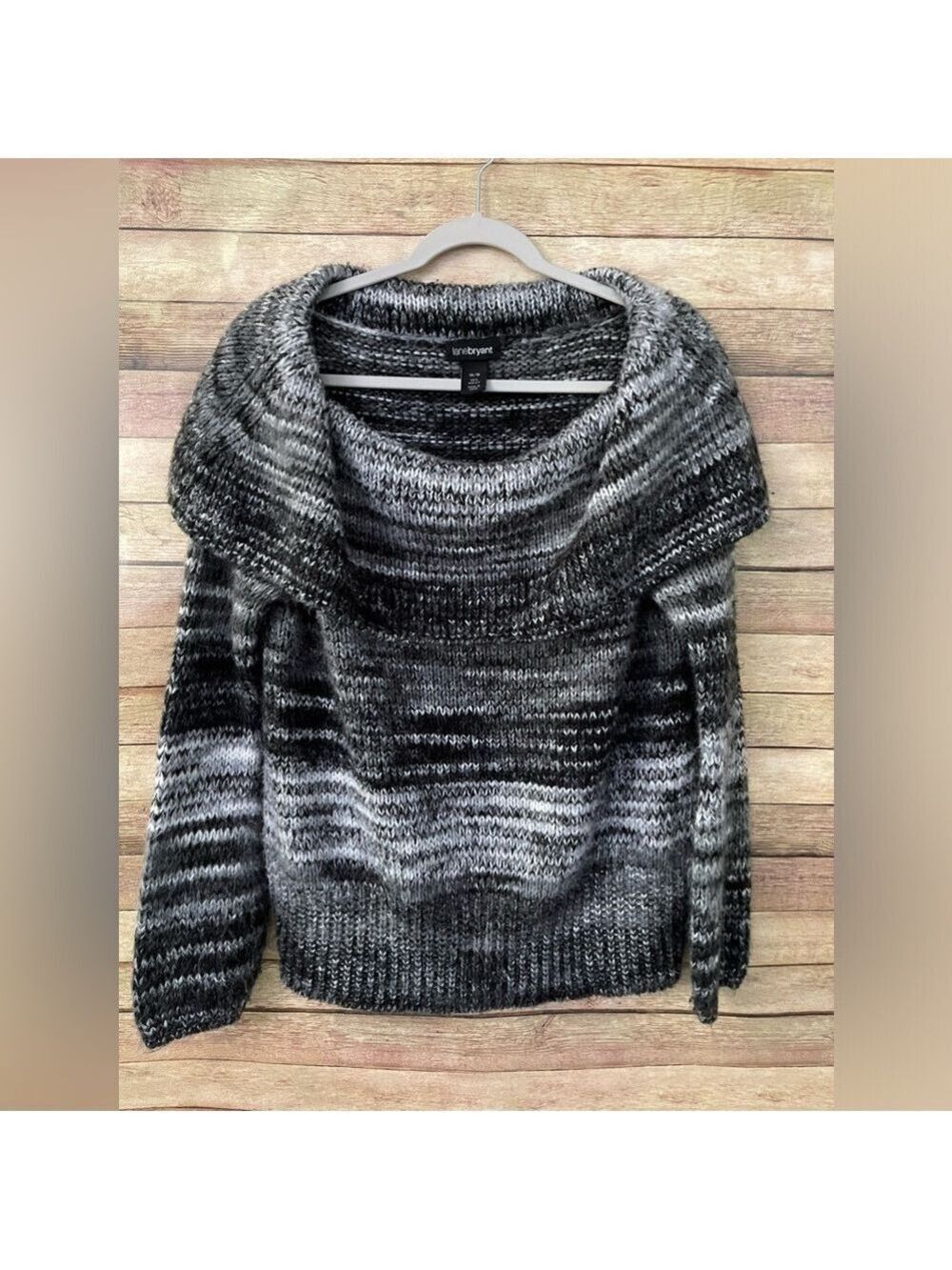 Lane Bryant Women’s Black Gray Pullover Knit Sweater Plus Size 14/16